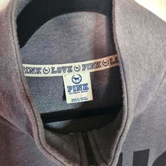 PINK Victoria's Secret 3/4 Zip Pullover Logo Sweatshirt - Picture 6 of 8